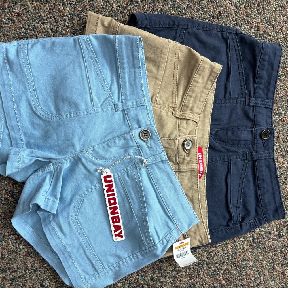 UNIONBAY Women's Cargo Shorts - Light Blue, Tan, and Navy